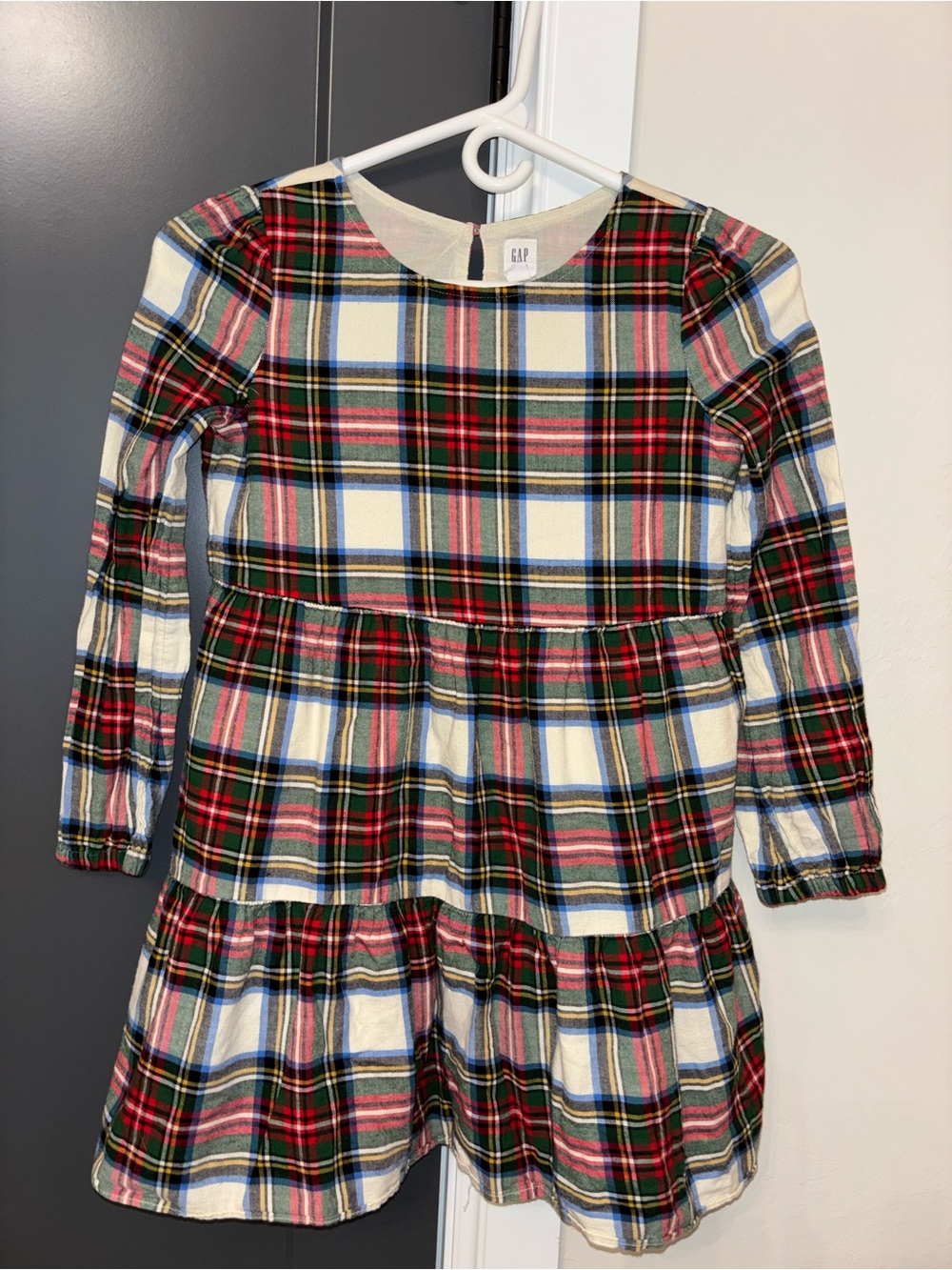 GAP Red and Green Christmas holiday flannel Plaid dress M medium 8
